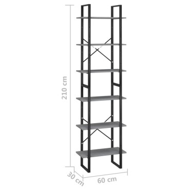 vidaXL Ράφι Αποθήκευσης Γκρι 60x30x210cm από Μασίφ Ξύλο Πεύκου 1 τεμ.
