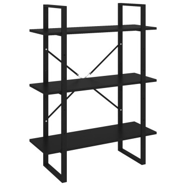 vidaXL Βιβλιοθήκη Μαύρη 80x30x105cm από Επεξ. Ξύλο 1 τεμ.