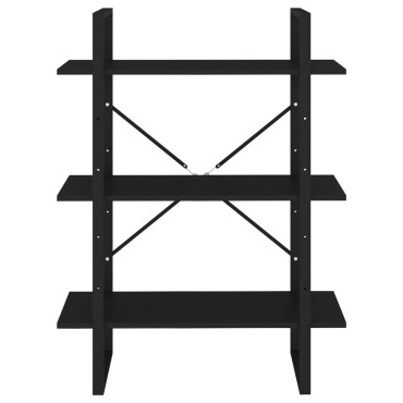 vidaXL Βιβλιοθήκη Μαύρη 80x30x105cm από Επεξ. Ξύλο 1 τεμ.