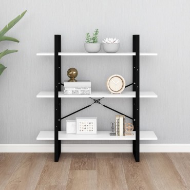vidaXL Βιβλιοθήκη με 4 Ράφια Λευκή 100x30x105cm από Επεξ. Ξύλο 1 τεμ.