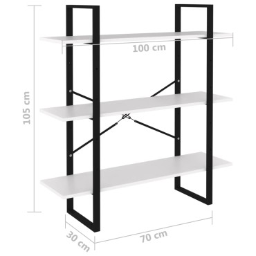 vidaXL Βιβλιοθήκη με 4 Ράφια Λευκή 100x30x105cm από Μοριοσανίδα 1 τεμ.