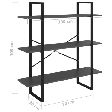 vidaXL Βιβλιοθήκη Γκρι 100x30x105cm από Επεξ. Ξύλο 1 τεμ.