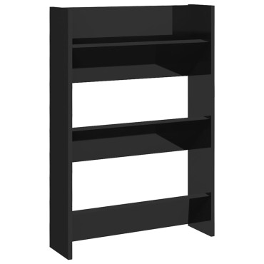 vidaXL Παπουτσοθήκη Τοίχου Γυαλ. Μαύρο 60x18x90cm Επεξ. Ξύλο