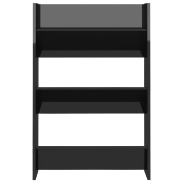 vidaXL Παπουτσοθήκη Τοίχου Γυαλ. Μαύρο 60x18x90cm Επεξ. Ξύλο