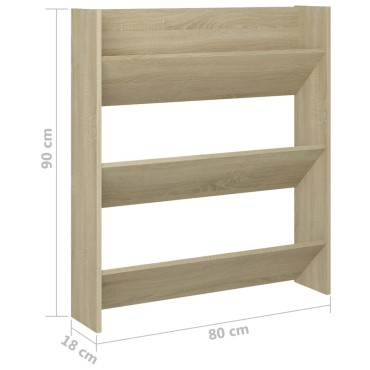 vidaXL Παπουτσοθήκη Τοίχου Sonoma Δρυς 80x18x90cm Επεξ. Ξύλο