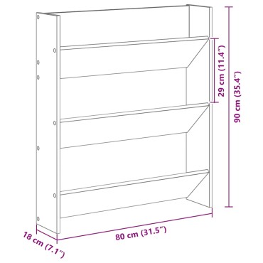 vidaXL Παπουτσοθήκη Τοίχου Sonoma Δρυς 80x18x90cm Επεξ. Ξύλο