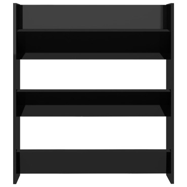 vidaXL Παπουτσοθήκη Τοίχου Γυαλ. Μαύρο 80x18x90cm Επεξ. Ξύλο
