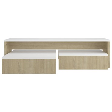 vidaXL Τραπεζάκι Σαλονιού Ζιγκόν Λευκό / Sonoma Δρυς 100x100x26,5cm 1 τεμ.