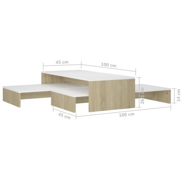 vidaXL Τραπεζάκι Σαλονιού Ζιγκόν Λευκό / Sonoma Δρυς 100x100x26,5cm 1 τεμ.