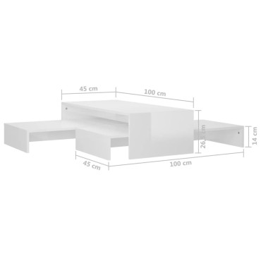 vidaXL Τραπεζάκι Ζιγκόν Γυαλιστερό Λευκό 100x100x26,5cm 1 τεμ.