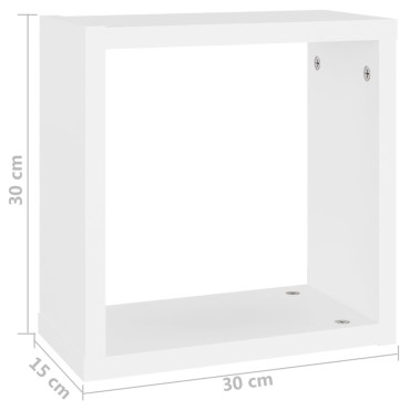 vidaXL Ράφια Κύβοι Τοίχου 2 τεμ. Λευκά 30x15x30cm από MDF
