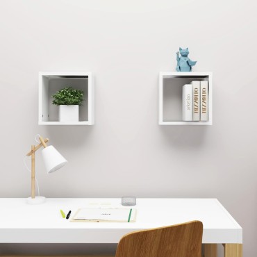 vidaXL Ράφια Κύβοι Τοίχου 2 τεμ. Λευκά 30x15x30cm από MDF