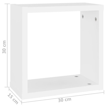 vidaXL Ράφια Κύβοι Τοίχου 4 τεμ. Λευκά 30x15x30cm