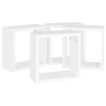 vidaXL Ράφια Κύβοι Τοίχου 4 τεμ. Λευκά 30x15x30cm