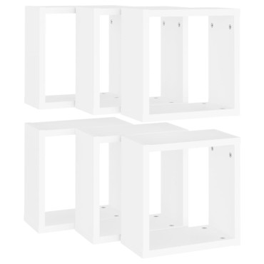 vidaXL Ράφια Κύβοι Τοίχου 6 τεμ. Λευκά 30x15x30cm