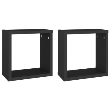 vidaXL Ράφια Κύβοι Τοίχου 2 τεμ. Μαύρα 30x15x30cm