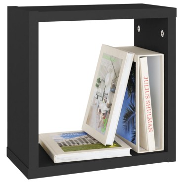 vidaXL Ράφια Κύβοι Τοίχου 2 τεμ. Μαύρα 30x15x30cm
