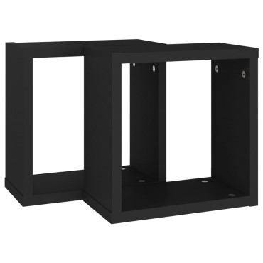 vidaXL Ράφια Κύβοι Τοίχου 2 τεμ. Μαύρα 30x15x30cm