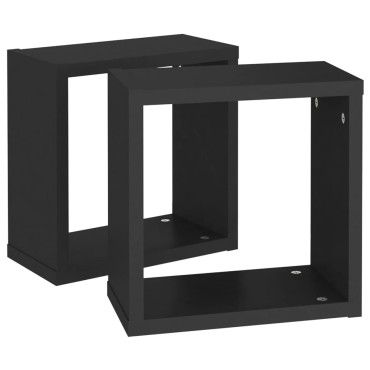 vidaXL Ράφια Κύβοι Τοίχου 2 τεμ. Μαύρα 30x15x30cm