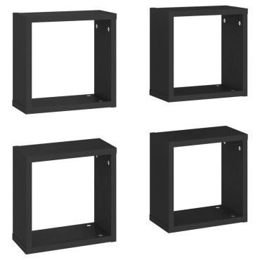 vidaXL Ράφια Κύβοι Τοίχου 4 τεμ. Μαύρα 30x15x30cm