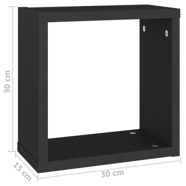 vidaXL Ράφια Κύβοι Τοίχου 4 τεμ. Μαύρα 30x15x30cm