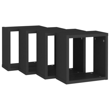 vidaXL Ράφια Κύβοι Τοίχου 4 τεμ. Μαύρα 30x15x30cm