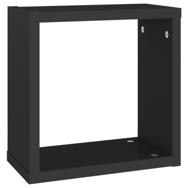 vidaXL Ράφια Κύβοι Τοίχου 4 τεμ. Μαύρα 30x15x30cm