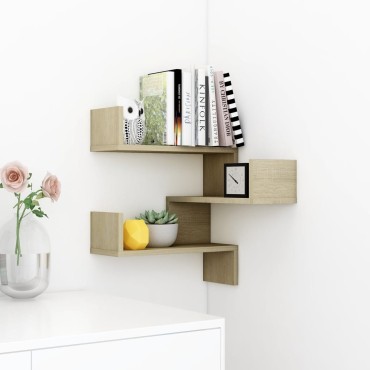 vidaXL Γωνιακή Ραφιέρα Τοίχου Sonoma Δρυς 40x40x50cm από Επεξ. Ξύλο 1 τεμ.