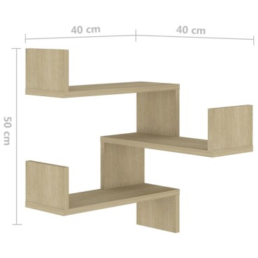 vidaXL Γωνιακή Ραφιέρα Τοίχου Sonoma Δρυς 40x40x50cm από Επεξ. Ξύλο 1 τεμ.