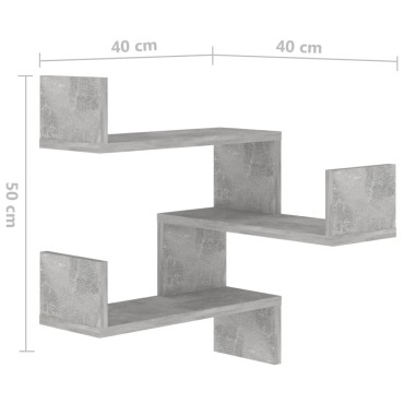 vidaXL Γωνιακή Ραφιέρα Τοίχου Γκρι Σκυρ. 40x40x50cm από Επεξ. Ξύλο 1 τεμ.