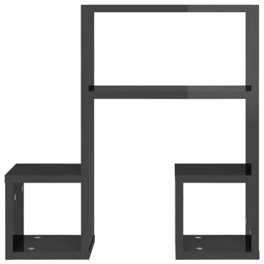 vidaXL Ραφιέρες Τοίχου 2 τεμ. Γυαλιστερό Γκρι 50x15x50cm Επεξ. Ξύλο