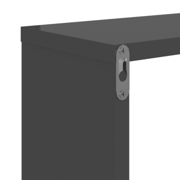 vidaXL Ραφιέρες Τοίχου 2 τεμ. Γυαλιστερό Γκρι 50x15x50cm Επεξ. Ξύλο