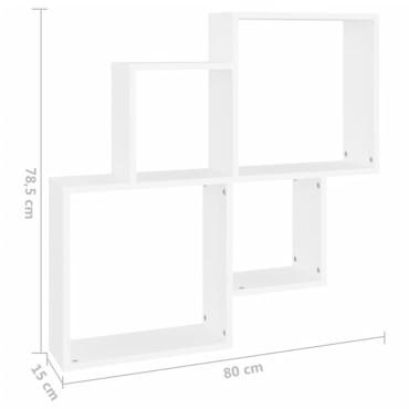 vidaXL Ράφι Κύβος Τοίχου Λευκό 80x15x78,5cm από Επεξ. Ξύλο 1 τεμ.