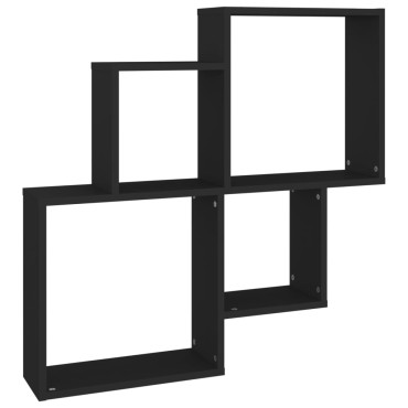 vidaXL Ράφι Κύβος Τοίχου Μαύρο 80x15x78,5cm από Επεξ. Ξύλο 1 τεμ.