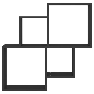 vidaXL Ράφι Κύβος Τοίχου Μαύρο 80x15x78,5cm από Επεξ. Ξύλο 1 τεμ.