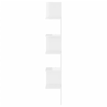 vidaXL Γωνιακή Ραφιέρα Τοίχου Γυαλ. Λευκή 20x20x127,5cm Επεξ. Ξύλο 1 τεμ.