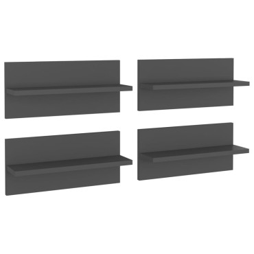 vidaXL Ραφιέρες Τοίχου 4 τεμ. Γκρι 40x11,5x18cm από Επεξ. Ξύλο