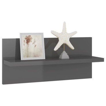 vidaXL Ραφιέρες Τοίχου 4 τεμ. Γυαλιστ. Γκρι 40x11,5x18cm Επεξ. Ξύλο