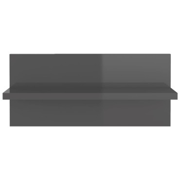 vidaXL Ραφιέρες Τοίχου 4 τεμ. Γυαλιστ. Γκρι 40x11,5x18cm Επεξ. Ξύλο