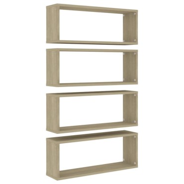 vidaXL Ράφια Κύβοι Τοίχου 4 τεμ. Sonoma Δρυς 60x15x23cm Επεξ. Ξύλο