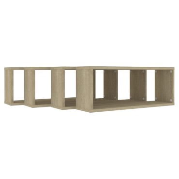 vidaXL Ράφια Κύβοι Τοίχου 4 τεμ. Sonoma Δρυς 60x15x23cm Επεξ. Ξύλο