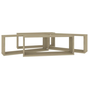 vidaXL Ράφια Κύβοι Τοίχου 4 τεμ. Sonoma Δρυς 60x15x23cm Επεξ. Ξύλο