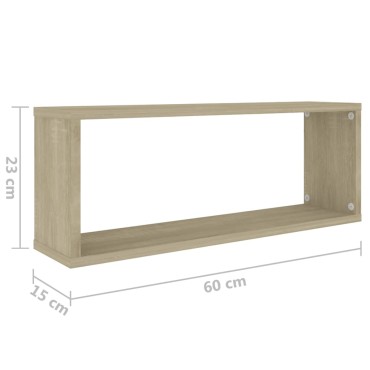 vidaXL Ράφια Κύβοι Τοίχου 4 τεμ. Sonoma Δρυς 60x15x23cm Επεξ. Ξύλο