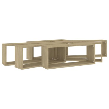 vidaXL Ράφια Κύβοι Τοίχου 6 τεμ. Sonoma Δρυς 60x15x23cm Επεξ. Ξύλο