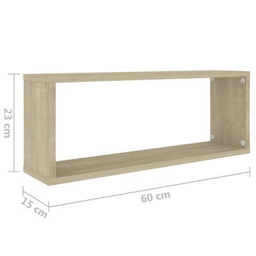 vidaXL Ράφια Κύβοι Τοίχου 6 τεμ. Sonoma Δρυς 60x15x23cm Επεξ. Ξύλο