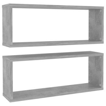 vidaXL Ράφια Κύβοι Τοίχου 2 τεμ. Γκρι Σκυρ. 60x15x23cm από Επεξ. Ξύλο