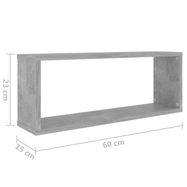 vidaXL Ράφια Κύβοι Τοίχου 4 τεμ. Γκρι Σκυρ. 60x15x23cm από Επεξ. Ξύλο