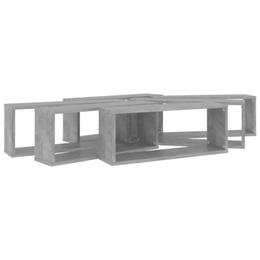 vidaXL Ράφια Κύβοι Τοίχου 6 τεμ. Γκρι Σκυρ. 60x15x23cm από Επεξ. Ξύλο