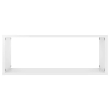 vidaXL Ράφια Κύβοι Τοίχου 2 τεμ. Γυαλ. Λευκό 60x15x30cm Επεξ. Ξύλο