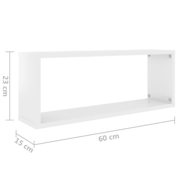 vidaXL Ράφια Κύβοι Τοίχου 2 τεμ. Γυαλ. Λευκό 60x15x30cm Επεξ. Ξύλο